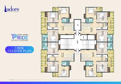 Image of 750 Sq.ft 3 BHK Apartment / Flat for sale in Adore Happy Homes Pride, Sector 75, Faridabad for Rs. 6500000