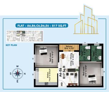 Image of 817 Sq.ft 2 BHK Apartment / Flat for sale in Traventure Elanza, Maduravoyal, Chennai for Rs. 6945000