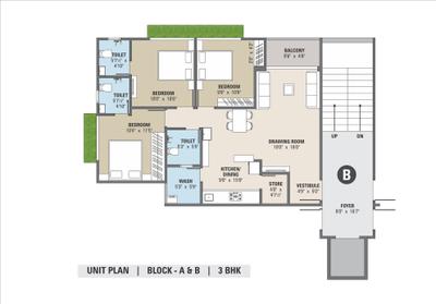 Image of 1035 Sq.ft 3 BHK Apartment / Flat for sale in Empire Lavish Square, Kadi, Mehsana for Rs. 5200000