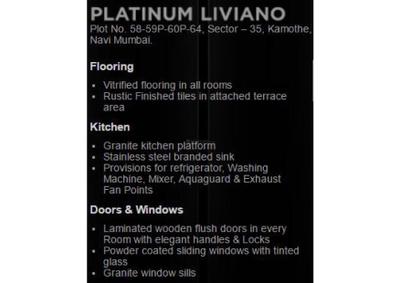 Image of 650 Sq.ft 1 BHK Apartment / Flat for sale in Platinum Liviano, Kamothe, Navi Mumbai for Rs. 7000000