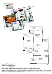 Image of 1050 Sq.ft 2 BHK Apartment / Flat for sale in Gaurs Gaur Global Village, Crossings Republik, Ghaziabad for Rs. 7500000