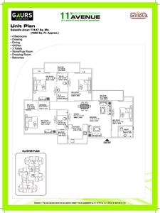 Image of 890 Sq.ft 2 BHK Apartment / Flat for sale in Gaurs 11th Avenue, Noida Extension, Greater Noida for Rs. 7950000