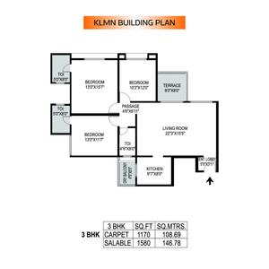 Image of 1400 Sq.ft 3 BHK Apartment / Flat for sale in Pride Purple Park Express Phase II, Baner, Pune for Rs. 17600000