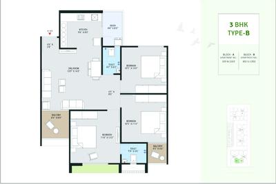 Image of 681 Sq.ft 3 BHK Apartment / Flat for sale in Nirgun Naroda Sky, Nava Naroda, Ahmedabad for Rs. 5700000