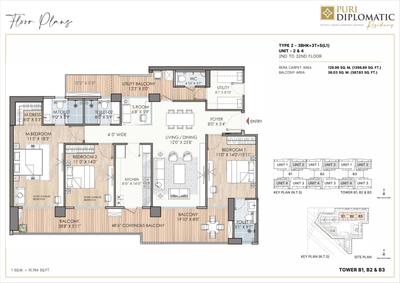 Image of 2950 Sq.ft 4 BHK Apartment / Flat for sale in Puri Diplomatic Residences, Sector 111, Gurgaon for Rs. 46000000