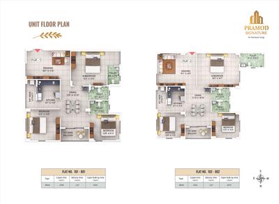 Image of 1817 Sq.ft 3 BHK Apartment / Flat for sale in Jay Jagannath Pramod Signature, Patrapada, Bhubaneswar for Rs. 13816000