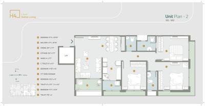 Image of 1077 Sq.ft 3 BHK Apartment / Flat for sale in H4, University Area, Ahmedabad for Rs. 14000000