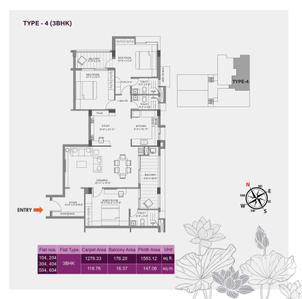 Image of 1880 Sq.ft 3 BHK Apartment / Flat for sale in Kapis Lotus Crystal, Chandrasekharpur, Bhubaneswar for Rs. 15000000