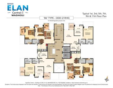 Image of 803 Sq.ft 2 BHK Apartment / Flat for sale in Nyati Elan Central, Wagholi, Pune for Rs. 6320000