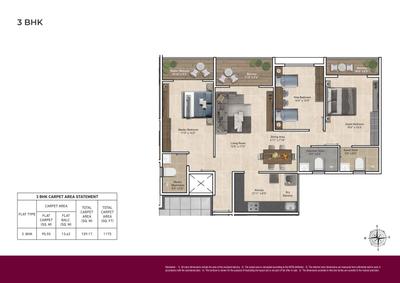 Image of 1586 Sq.ft 3 BHK Apartment / Flat for sale in Paradise, Wanwadi, Pune for Rs. 15500000