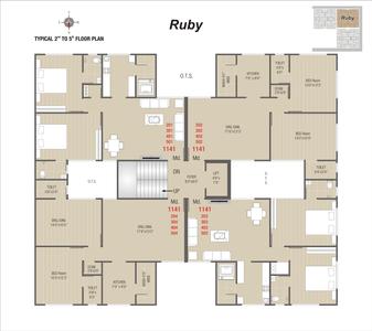 Image of 1186 Sq.ft 2 BHK Apartment / Flat for sale in Home Maker Advait, New Mehul Nagar, Jamnagar for Rs. 4000000