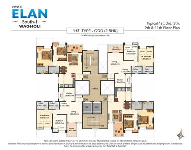 Image of 803 Sq.ft 2 BHK Apartment / Flat for sale in Nyati Elan Central, Wagholi, Pune for Rs. 6320000