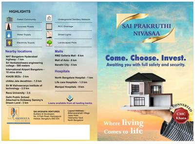 Image of 1600 Sq.ft Residential Plot / Land for sale in Sai Prakruthi Nivasaa, Hosahalli, Bengaluru for Rs. 13900000