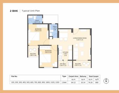 Image of 1200 Sq.ft 2 BHK Apartment / Flat for sale in Kakkad Kailash Kutir Phase 2 , Wanowrie, Pune for Rs. 11500000