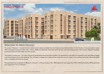 Image of 390 Sq.ft 1 BHK Builder Floor for sale in Arun Excello Home Haripriya, Guduvancheri, Chennai for Rs. 2050000