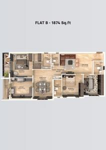 Image of 1877 Sq.ft 3 BHK Apartment / Flat for sale in Salma Panache Residences, Kilpauk, Chennai for Rs. 35663000