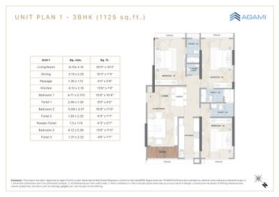 Image of 1500 Sq.ft 3 BHK Apartment / Flat for sale in Agami Eternity, Bandra East, Mumbai for Rs. 65000000