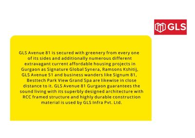 Image of 1200 Sq.ft 2 BHK Apartment / Flat for sale in GLS Avenue 81, Sector 81, Gurgaon for Rs. 13500000