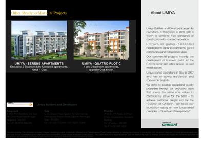Image of 1120 Sq.ft 2 BHK Apartment / Flat for sale in Umiya Sundance Apartments, Sancoale, Goa for Rs. 13300000
