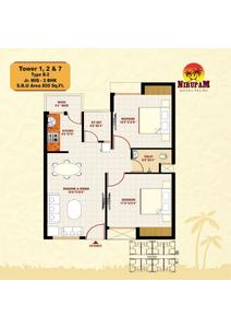 Image of 1050 Sq.ft 2 BHK Apartment / Flat for sale in Nirupam Royal Palms Extension Phase 2, Hoshangabad Road, Bhopal for Rs. 3200000