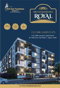 Image of 1399 Sq.ft 3 BHK Apartment / Flat for sale in Sri Sai Nandana Royal, Electronic City, Bengaluru for Rs. 7800000
