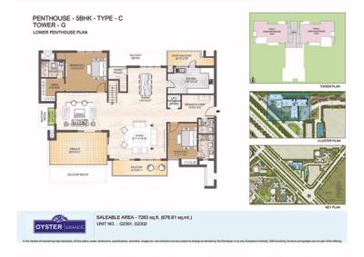 Image of 1889 Sq.ft 2 BHK Apartment / Flat for sale in Adani Oyster Grande Tower G, Sector 102, Gurgaon for Rs. 26500000