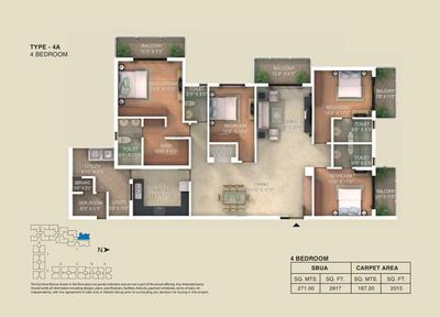 Image of 2450 Sq.ft 3 BHK Apartment / Flat for sale in Adarsh Palm Retreat Lake Front, Kaikondrahalli, Bengaluru for Rs. 38500000