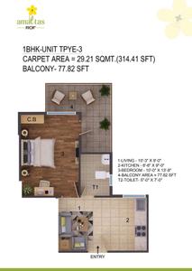 Image of 500 Sq.ft 1 BHK Apartment / Flat for sale in ROF Amaltas, Sector 92, Gurgaon for Rs. 3800000