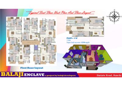 Image of 1300 Sq.ft 3 BHK Apartment / Flat for sale in Balaji Enclave, Bariatu, Ranchi for Rs. 6500000