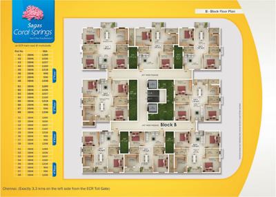 Image of 990 Sq.ft 2 BHK Apartment / Flat for sale in Sagas Coral Springs, Muttukadu, Chennai for Rs. 12700000