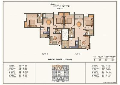 Image of 1223 Sq.ft 3 BHK Apartment / Flat for sale in Jain Avalon Springs, Nandivaram-Guduvancheri, Chennai for Rs. 6109000