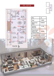 Image of 1350 Sq.ft 3 BHK Apartment / Flat for sale in Oxford Rudraa, Kasba, Kolkata for Rs. 12450000