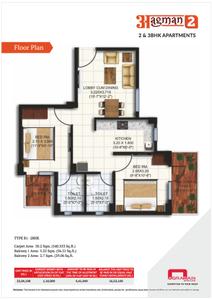 Image of 734 Sq.ft 2 BHK Apartment / Flat for sale in Agrasain Aagman 2, Sector 70, Faridabad for Rs. 4350000