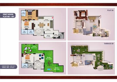Image of 1740 Sq.ft 3 BHK Apartment / Flat for sale in Meeradhe Dreams, Bhuwana, Udaipur for Rs. 7400000