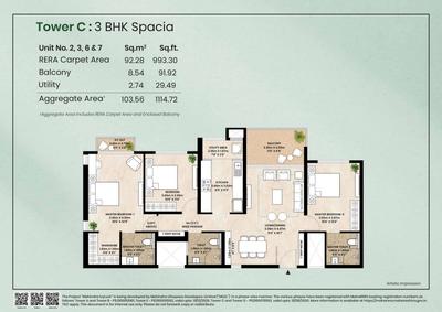 Image of 2080 Sq.ft 4 BHK Apartment / Flat for sale in Mahindra IvyLush, Wagholi, Pune for Rs. 23600000