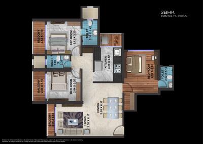 Image of 1150 Sq.ft 3 BHK Apartment / Flat for sale in Om Shanti Dharti Heights, Parel, Mumbai for Rs. 41000000
