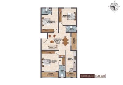 Image of 1341 Sq.ft 3 BHK Apartment / Flat for sale in Traventure Nexus, Saligramam, Chennai for Rs. 16200000
