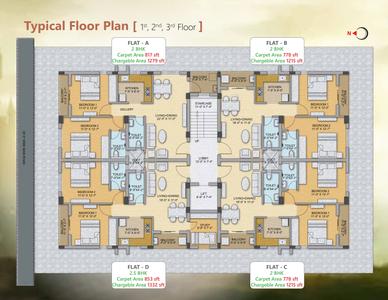 Image of 1206 Sq.ft 2.5 BHK Apartment / Flat for sale in Trinity Ashoka, Kalinga Nagar, Bhubaneswar for Rs. 7600000