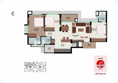 Image of 1665 Sq.ft 3 BHK Apartment / Flat for sale in Shine Swasti, Tragad, Ahmedabad for Rs. 8600000