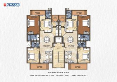 Image of 1720 Sq.ft 3 BHK Apartment / Flat for sale in Omaxshiva Phase III, Naini, Allahabad for Rs. 12500000