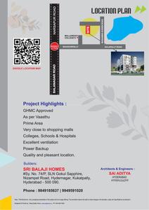 Image of 1175 Sq.ft 2 BHK Apartment / Flat for sale in Sri Balaji Homes, Kompally, Hyderabad for Rs. 5287500