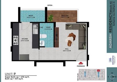 Image of 969 Sq.ft 2 BHK Apartment / Flat for sale in Indore Adarsh Residency, Vijay Nagar, Indore for Rs. 2000000