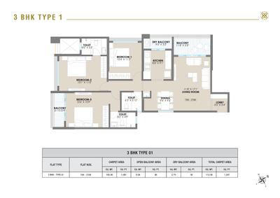 Image of 1980 Sq.ft 4 BHK Apartment / Flat for sale in EH Sky Tower, Bavdhan, Pune for Rs. 20400000