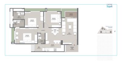 Image of 968 Sq.ft 1 RK Apartment / Flat for sale in Empire Skypark, Sola, Ahmedabad for Rs. 6500000