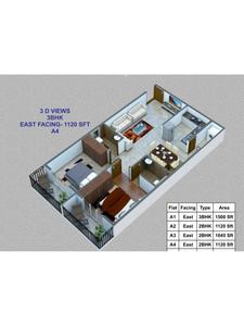 Image of 1120 Sq.ft 2 BHK Apartment / Flat for sale in Smart MR Green Woods, Electronic City, Bengaluru for Rs. 6700000