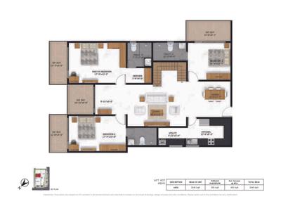 Image of 1900 Sq.ft 3 BHK Apartment / Flat for sale in Lewis El Roi, Cooke Town, Bengaluru for Rs. 28800000