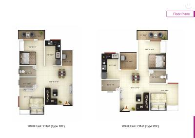 Image of 912 Sq.ft 3 BHK Apartment / Flat for sale in Icon Happy Living, Electronic City Phase 2, Bengaluru for Rs. 6500000