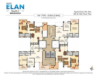 Image of 803 Sq.ft 2 BHK Apartment / Flat for sale in Nyati Elan Central, Wagholi, Pune for Rs. 6320000