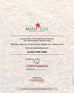 Image of 600 Sq.ft 1 BHK Apartment / Flat for sale in Chintamani Maple City Phase I, Badlapur West, Badlapur for Rs. 2300000