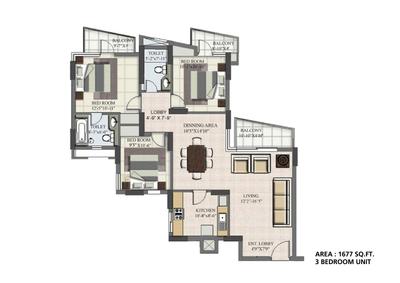 Image of 1797 Sq.ft 3 BHK Apartment / Flat for sale in BPTP Princess Park, Sector 86, Faridabad for Rs. 14000000